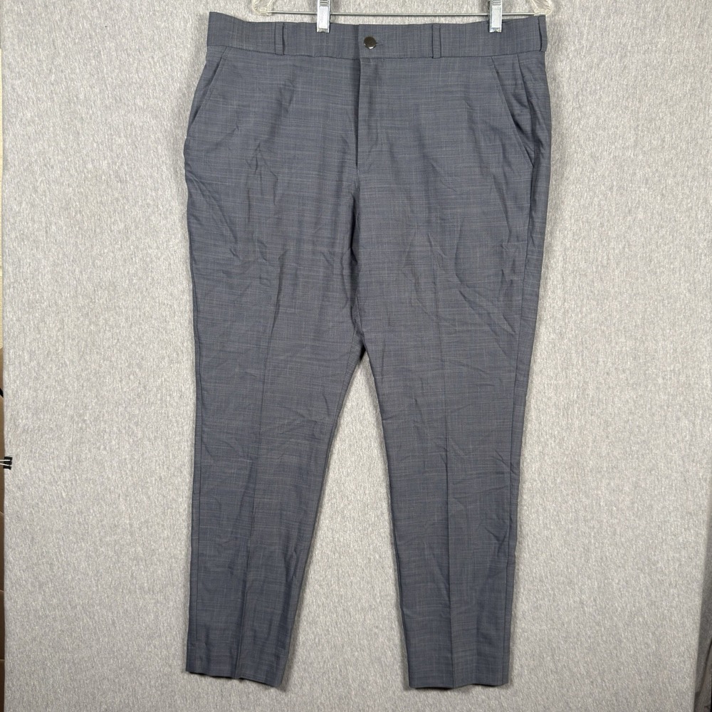 State & Liberty Athletic Fit Stretch Pants Mens C 38x29 Heathered Navy Pleated